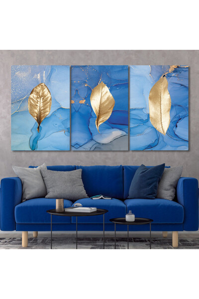 4gdran ثلاث لوحات قماشية فخمة بتصميم مودرن مع برواز فضي مجوف