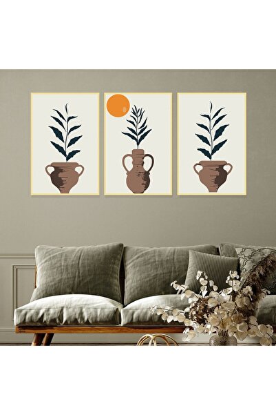 Marktna ثلاث لوحات قماشية بتصميم الفن البوهيمي مع برواز ذهبي مجوف