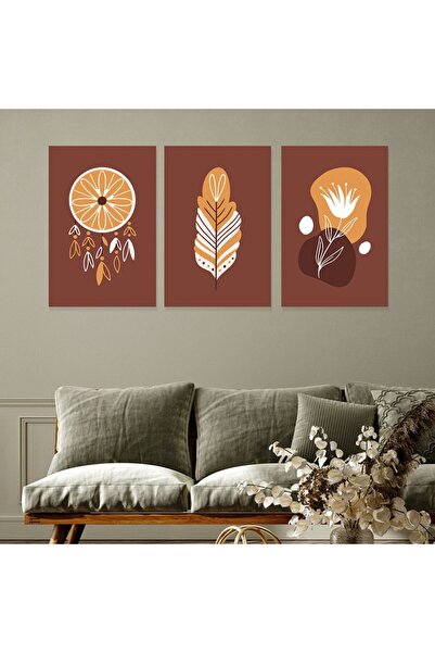 Marktna ثلاث لوحات قماشية بتصميم الفن البوهيمي مع برواز خشبي مخفي