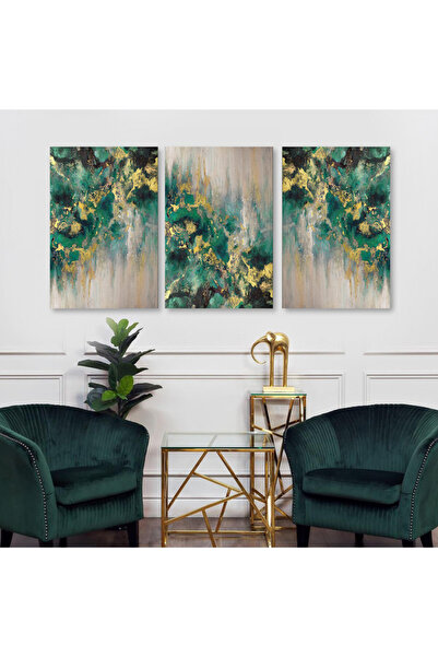 4gdran ثلاث لوحات قماشية بتصميم تجريدي مع برواز شامبين مجوف