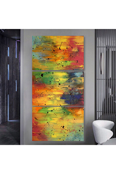 4gdran ثلاث لوحات قماشية بتصميم تجريدي مع برواز شامبين مجوف