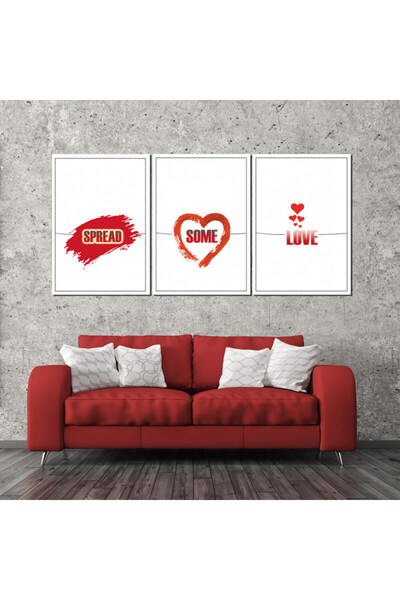 4gdran Three luxurious modern canvas paintings with a hollow brown frame
