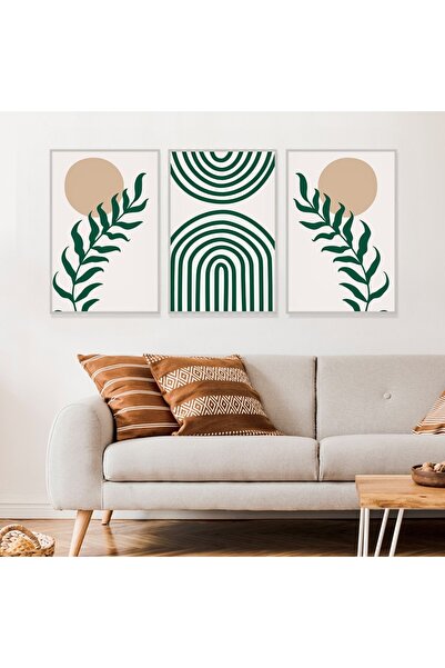 SND ثلاث لوحات قماشية بتصميم الفن البوهيمي مع برواز فضي مجوف