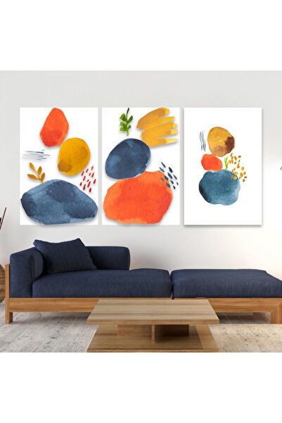 SND ثلاث لوحات قماشية فخمة بتصميم مودرن مع برواز خشبي مخفي