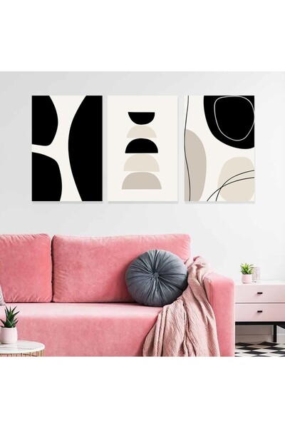 4gdran ثلاث لوحات قماشية بتصميم الفن البوهيمي مع برواز خشبي مخفي