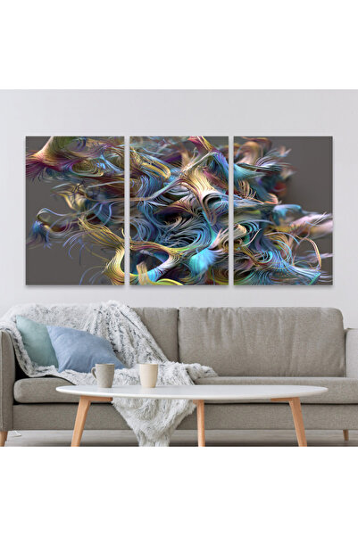 4gdran ثلاث لوحات قماشية فخمة بتصميم مودرن مع برواز فضي مجوف