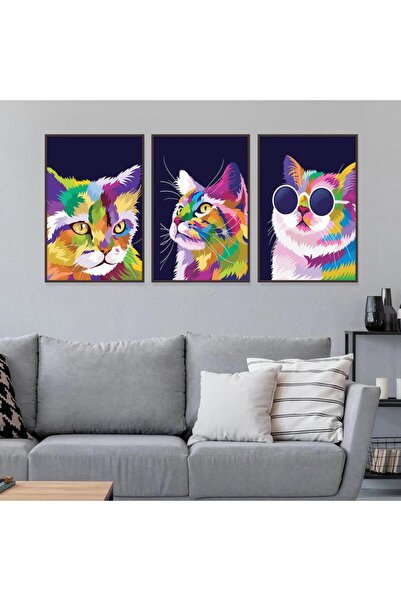 4gdran ثلاث لوحات قماشية بتصميم مودرن مع برواز بني مجوف