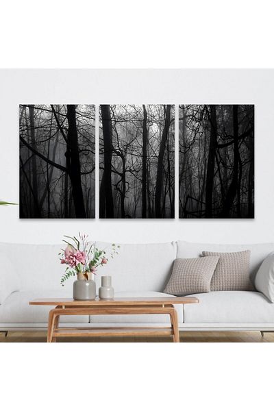 4gdran Three luxurious modern canvas paintings with a hidden wooden frame