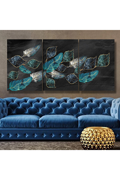 SND ثلاث لوحات قماشية فخمة بتصميم مودرن مع برواز فضي مجوف