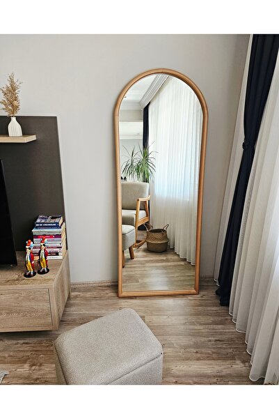 UĞURLU HOME 180x70 Oval Doğal Ahşap Boy Aynası – Natürel Renk El Yapımı Dekor...