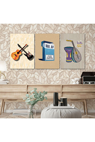 SND ثلاث لوحات قماشية بوب ارت مع برواز خشبي مخفي