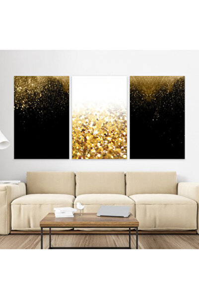 Marktna ثلاث لوحات قماشية فخمة بتصميم مودرن مع برواز شامبين مجوف