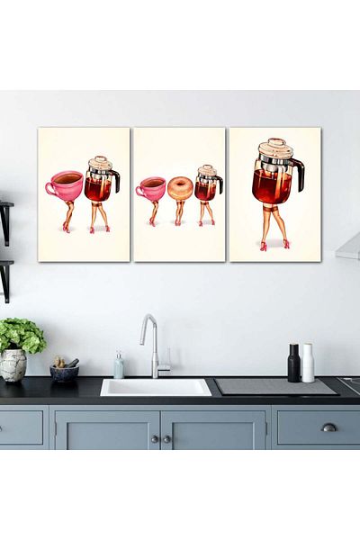4gdran Three pop art canvas paintings with hidden wooden frame