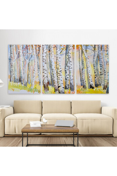 Marktna ثلاث لوحات قماشية فخمة بتصميم مودرن مع برواز شامبين مجوف