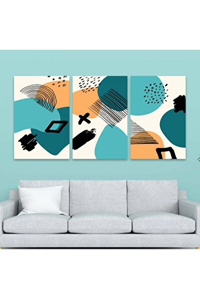 4gdran ثلاث لوحات قماشية فخمة بتصميم مودرن مع برواز شامبين مجوف