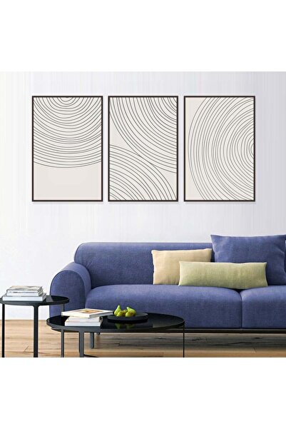 4gdran ثلاث لوحات قماشية بتصميم الفن البوهيمي مع برواز بني مجوف