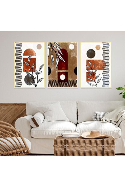 Marktna ثلاث لوحات قماشية بتصميم الفن البوهيمي مع برواز ذهبي مجوف