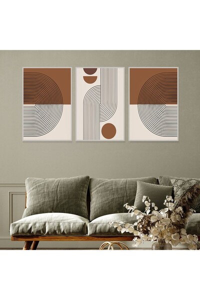 Marktna ثلاث لوحات قماشية بتصميم الفن البوهيمي مع برواز فضي مجوف