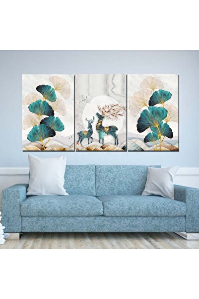 4gdran ثلاث لوحات قماشية فخمة بتصميم مودرن مع برواز ذهبي مجوف