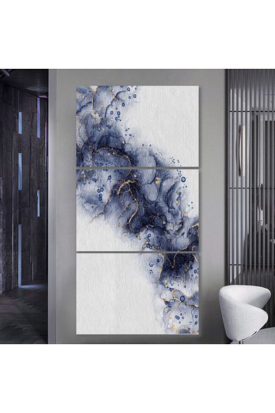 4gdran Three modern abstract canvas paintings with hidden wooden frame