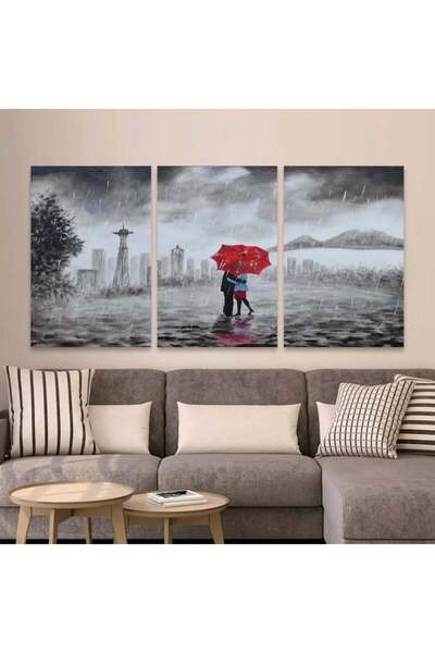 4gdran ثلاث لوحات قماشية فخمة بتصميم مودرن مع برواز بني مجوف