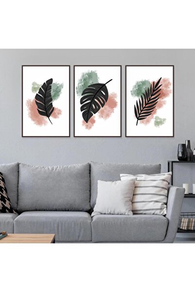 Marktna ثلاث لوحات قماشية بتصميم مودرن مع برواز بني مجوف