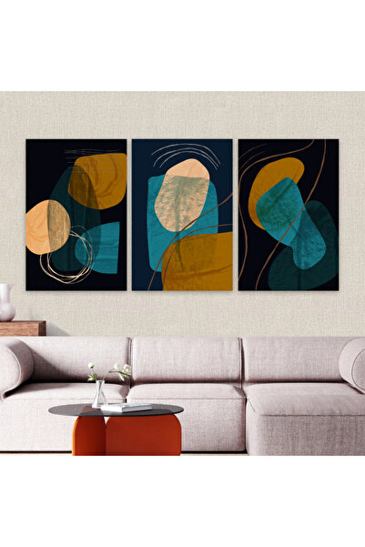 4gdran ثلاث لوحات قماشية فخمة بتصميم مودرن مع برواز خشبي مخفي