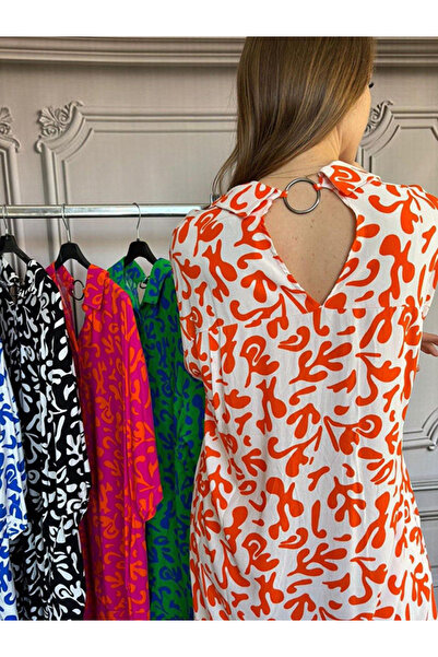 Büyük Hanım فستان بطبعة منسوجة وياقة وحلقة خلفية