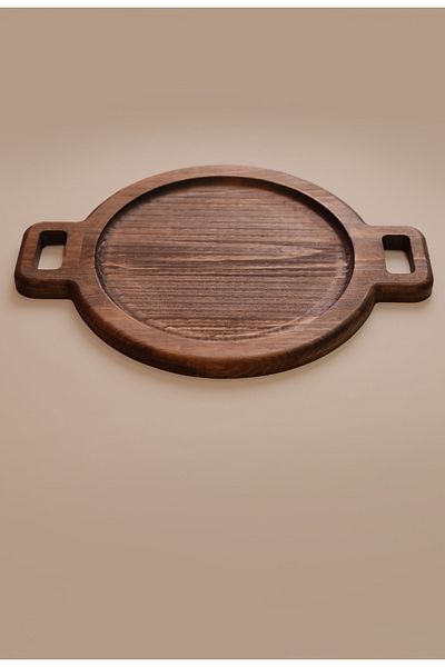 Rabo Craft Loop - Solid Wood Pan Mat - Round Presentation Board (2 Handle Design)