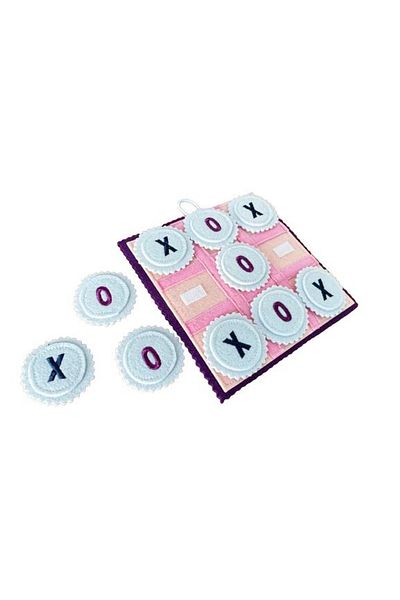 feltland Joc interactiv pentru copii din fetru, X si 0, 10 piese, 15x15cm, mov