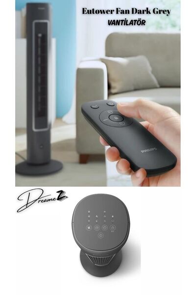 Philips DrmZ En Serin Temiz , 3 Kademeli CX5535/11 Eutower Fan Dark Grey Yeni Seri , Çocuk Kilitli, 40W