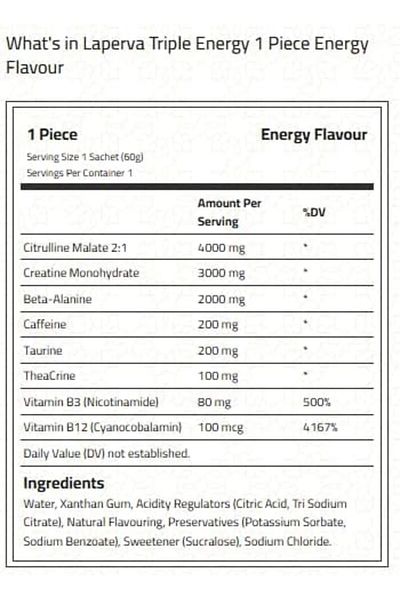 Laperva Triple Energy, Energy Flavour, 1 PCS, Instant Energy Boost, Enhanced Athletic Performance