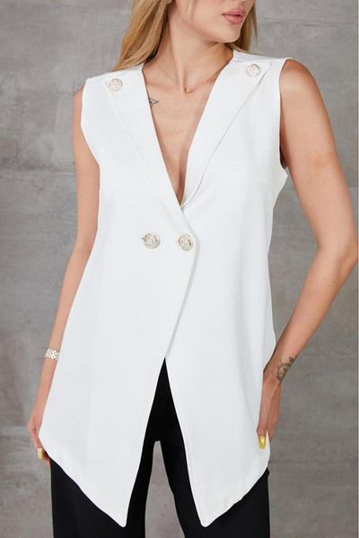 Pasaklı Giyim Women's New Season White Atlas Sleeveless Vest 3706300