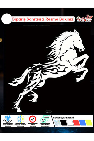 Onur Reklam Tribal Şaha Kalkmış At Araba Stickerı – Yüksek Güç ve Özgürlük Te...