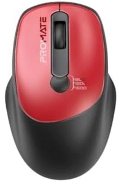 Promate ماوس لاسلكي، فأرة مريحة EZGrip 2.4 جيجاهرتز، قابلة للتعديل بدقة 1600 نقطة في البوصة، ومنفذ USB نانو