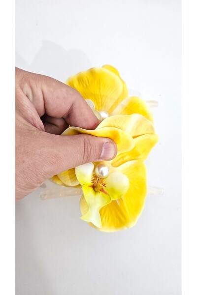 cityvision Orkide Çiçeği İncili Mandal Toka 10 cm Çift Taraflı 1 adet