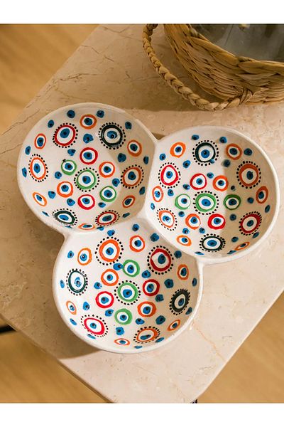 LC Waikiki Lcw Home Mixed Evil Eye Bead Printed Ceramic Snack Bowl 20 cm