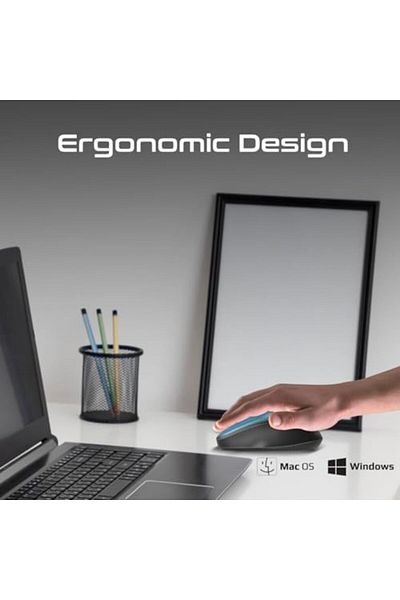 Promate Wireless Mouse, EZGrip Ergonomic Ambidextrous 2.4GHz Mice, Adjustable 1600DPI, 6 million Key