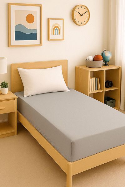 COTENCONCEPT 80 X 200 + 30 cm Plain Cotton Single Elastic Fitted Combed Cotton Bed Sheet