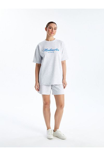 LC Waikiki  Crew Neck Printed Short Sleeve Oversize Women's T-Shirt