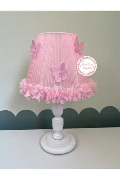 Keçeli parti hayalleri Bebek çocuk odası abajur pembe kelebekli