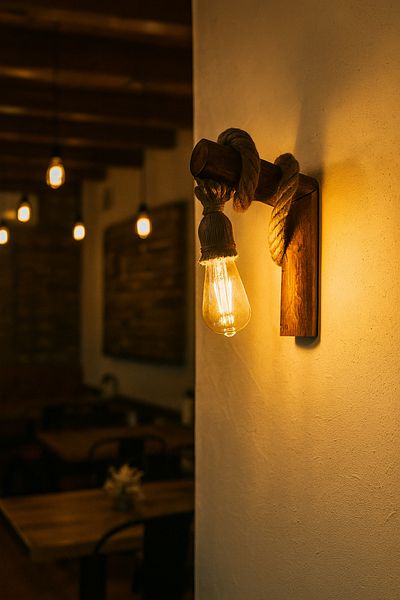 aybükpabuç Rustic Rope Lighting – Decorative Wall Lamp for Cafe Home Balcony 5 Pieces