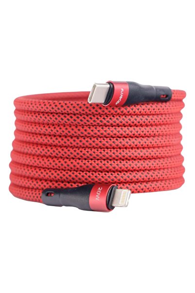 4 Berry Bmlc-01 Kirmizi Manyetik 1m Hızlı Şarj Kablosu – Type-c - Lightning, 3 A