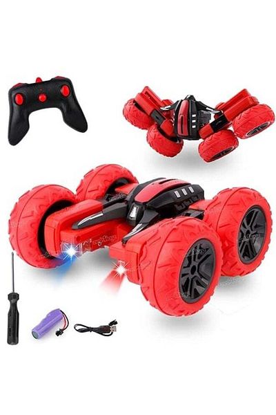 Toybox Remote Control Car Rechargeable RC Cars Stunt Car Double Sided Swing Arm 360° Flips Rotating 4WD Da