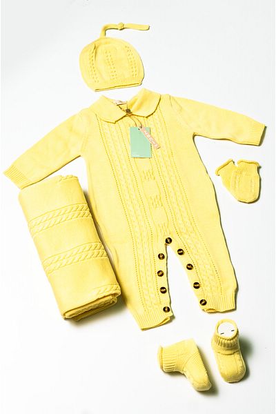 ZENİ BABY Newborn 5-Piece Knitted Knitwear Jumpsuit Set