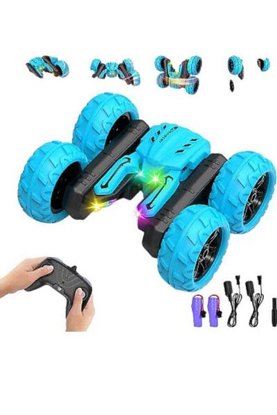 Toybox Remote Control Car Rechargeable RC Cars Stunt Car Double Sided Swing Arm 360° Flips Rotating 4WD Da