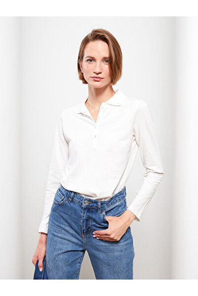 LC Waikiki Polo Neck Plain Long Sleeve Pique Women's T-Shirt