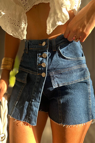 style of style Düğme Detaylı Şort Etek