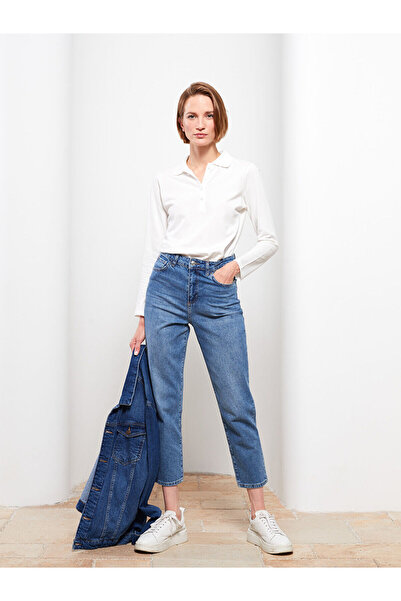 LC Waikiki Polo Neck Plain Long Sleeve Pique Women's T-Shirt