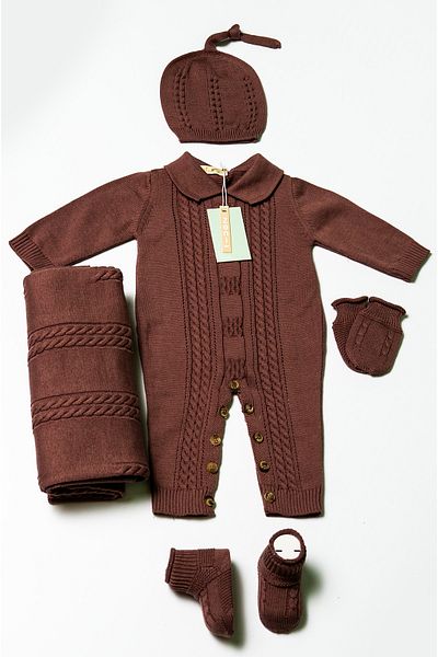 ZENİ BABY Newborn 5-Piece Knitted Knitwear Jumpsuit Set